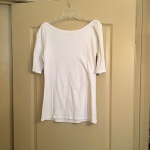 White Three-Quarter T-shirt L